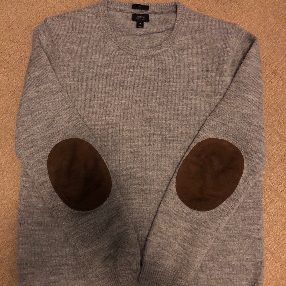 J. Crew Slim Fit Merino Wool Sweater w/elbow patch
